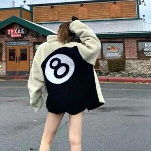 Stussy Black 8 Ball Two-Side Wear Fleece Jacket